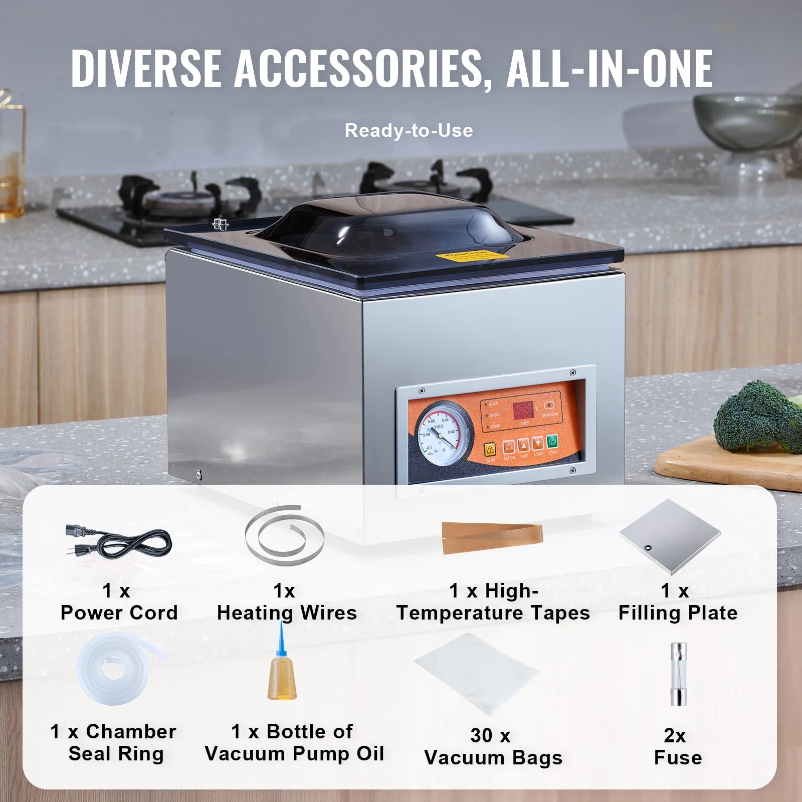 SucceBuy DZ-260S Vacuum Sealer 260W for Wet & Meat