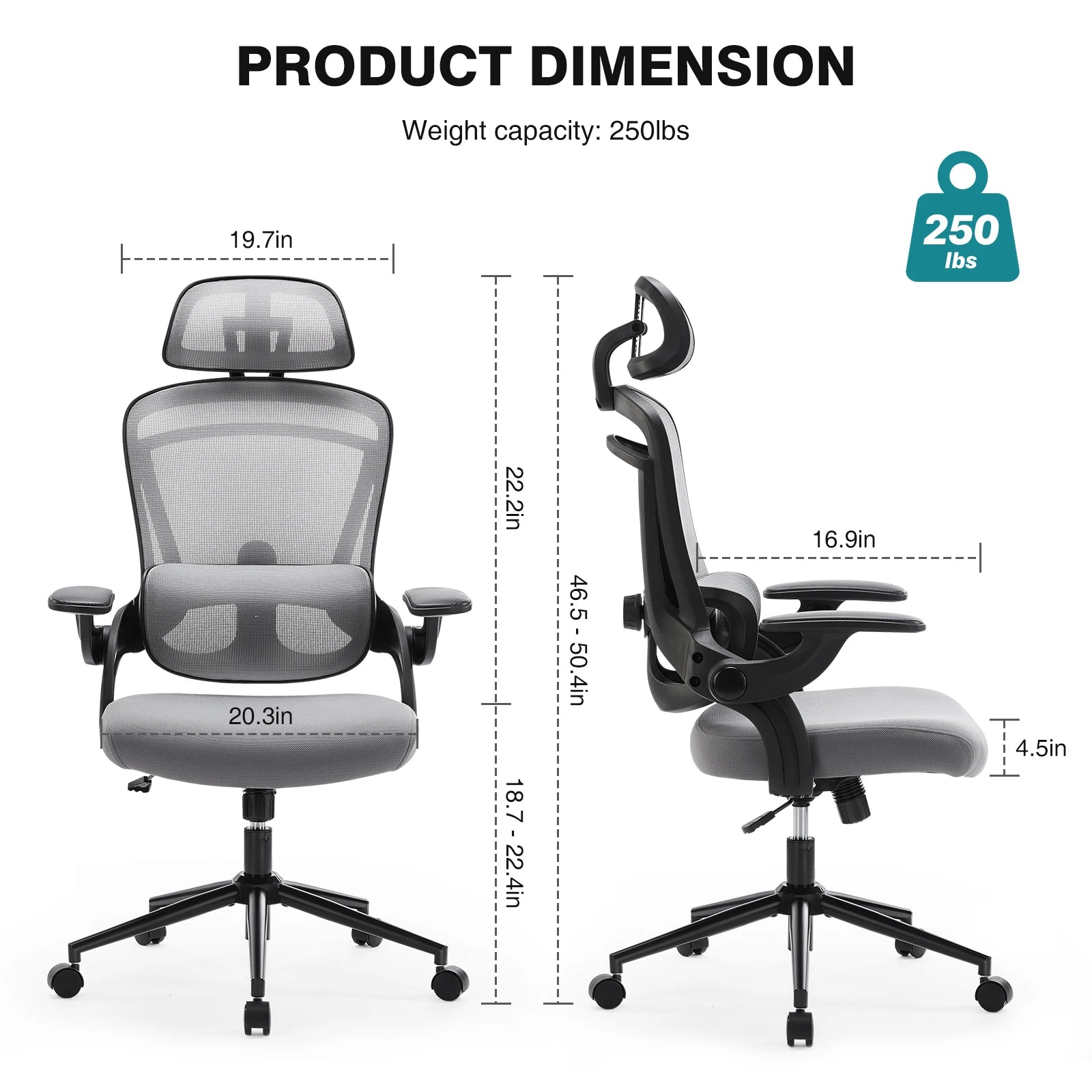 Ergonomic Mesh Office Chair with Flip-Up Arms