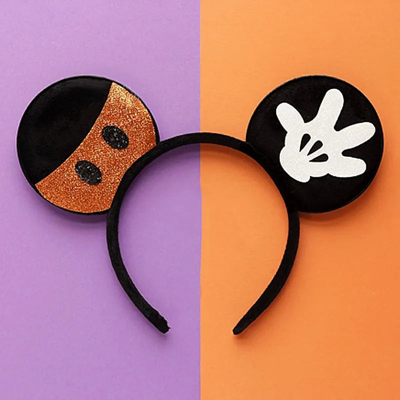 Disney Witch Bat Skeleton Ear Headband For Adults Kids Cosplay Halloween Hairband Women Girls Ghost Bows Party Hair Accessories