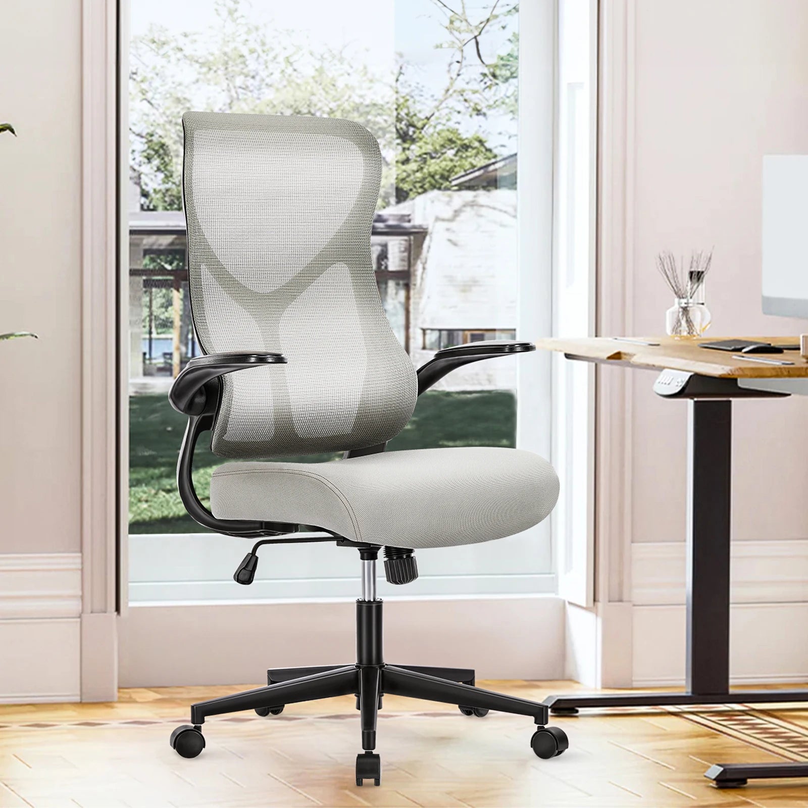 Ergonomic Mesh Office Chair with Flip-Up Arms
