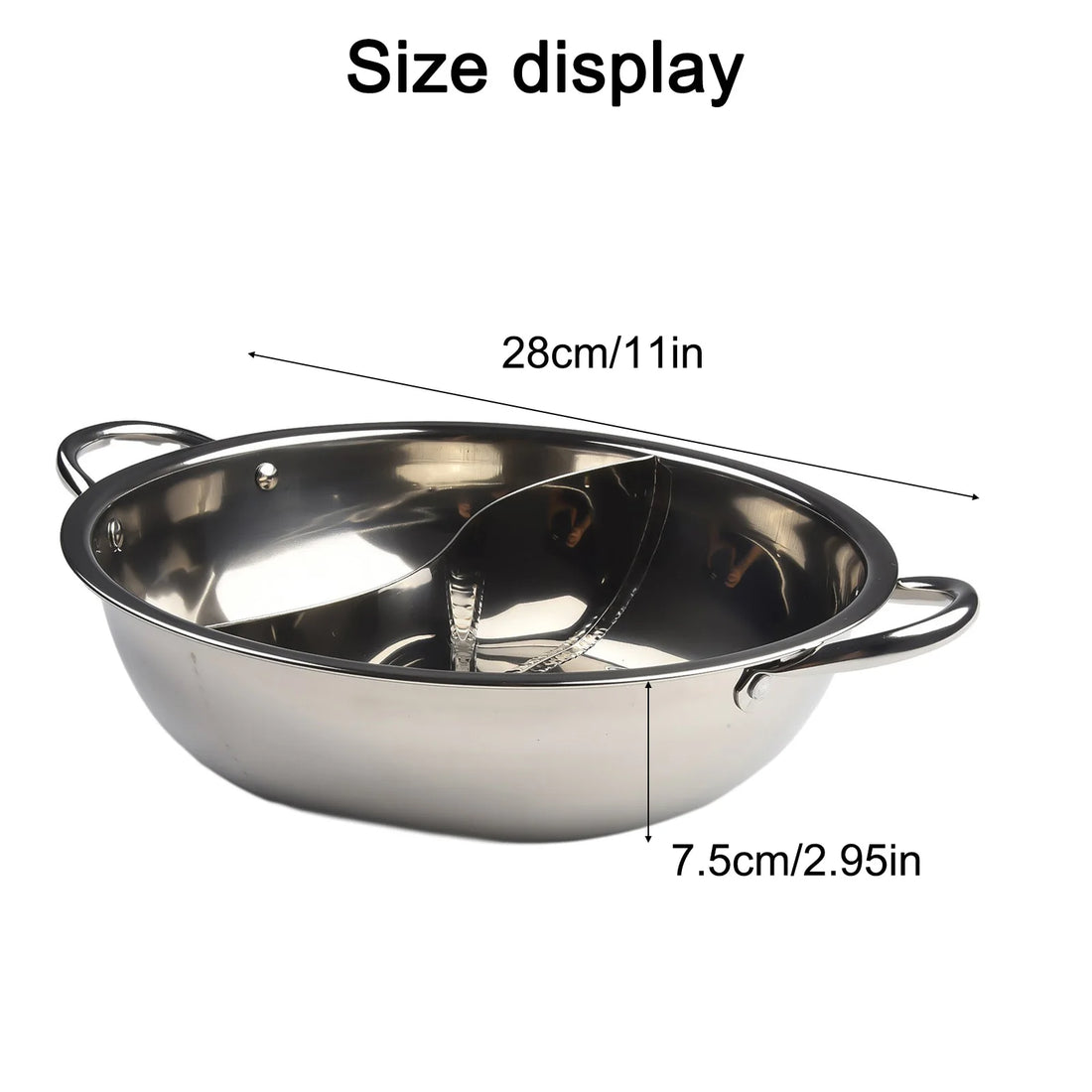 28cm Stainless Steel Double Hotpot Cooker for Gas Stove