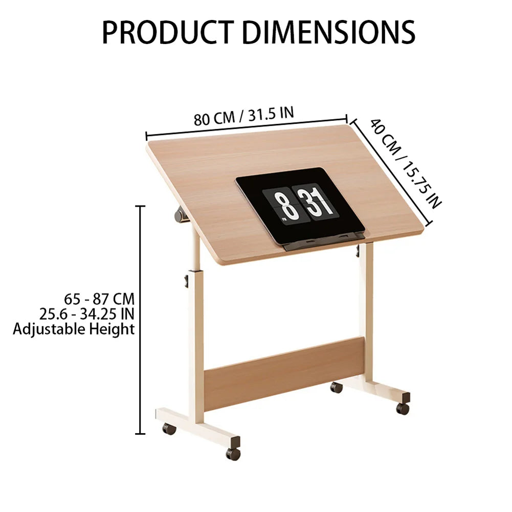 Adjustable Mobile Standing Desk with Wheels – 80x40cm