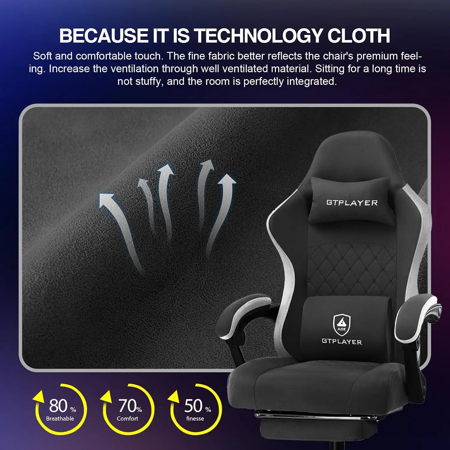 Ergonomic Gaming Chair with Footrest & Lumbar Support