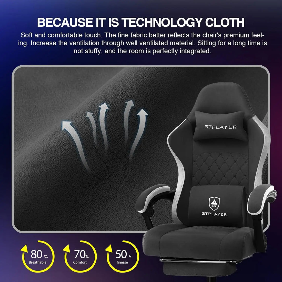 Ergonomic Gaming Chair with Footrest & Lumbar Support