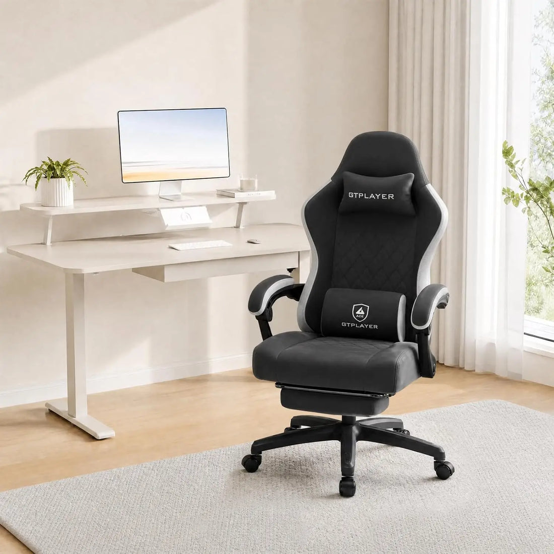 Ergonomic Gaming Chair with Footrest & Lumbar Support