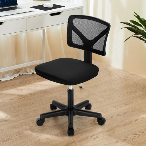 Armless Mesh Office Chair with Lumbar Support & Wheels