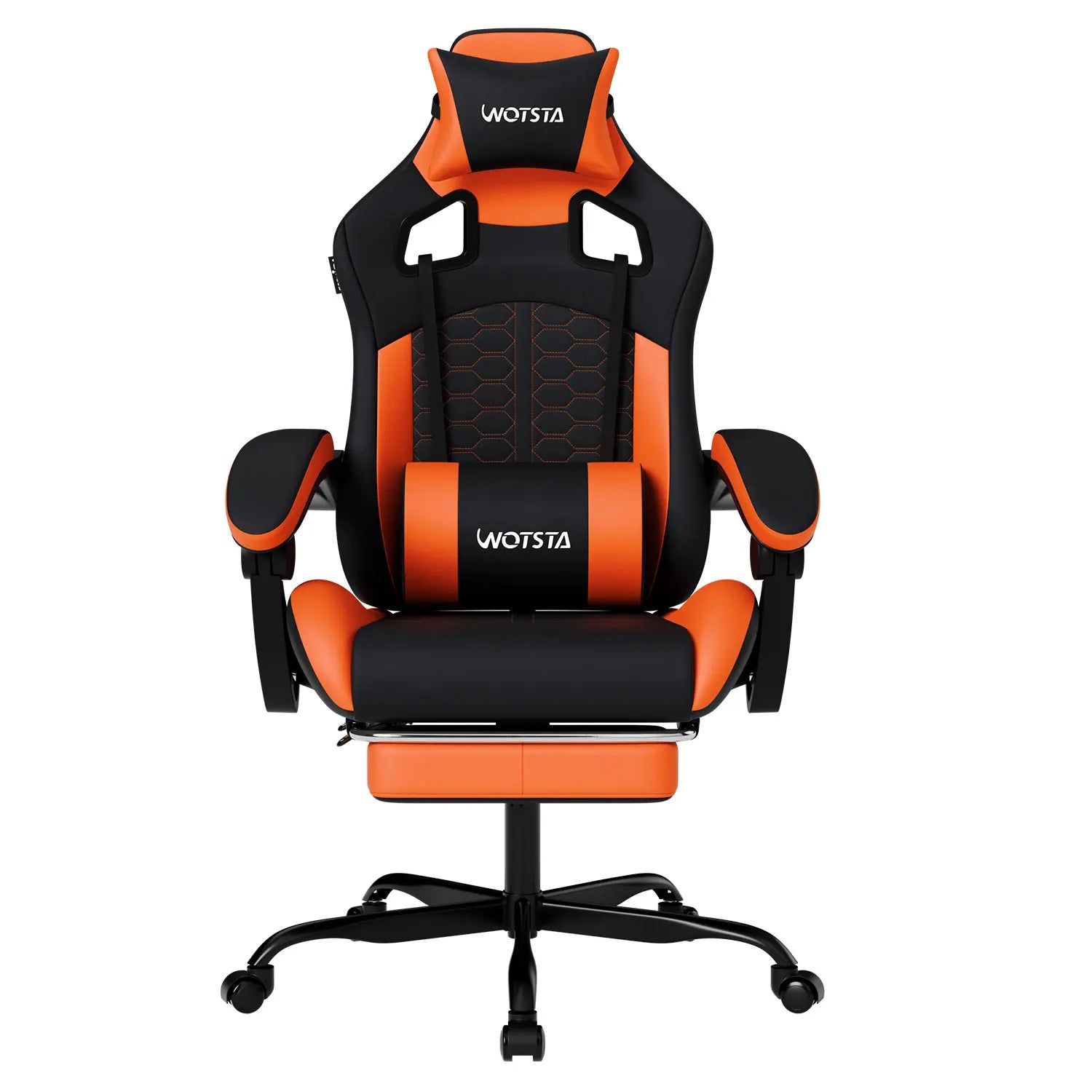 Beige Blue Gaming Chair with Footrest & Lumbar Support