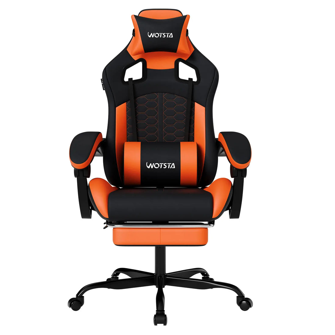Beige Blue Gaming Chair with Footrest & Lumbar Support