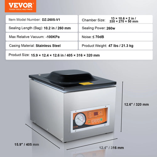SucceBuy DZ-260S Vacuum Sealer 260W for Wet & Meat