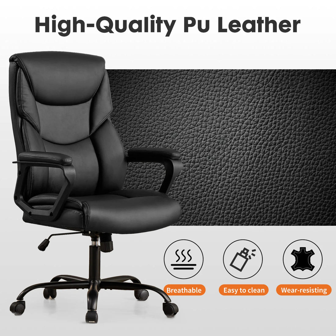 Black Swivel Gaming Chair with Padded Armrests