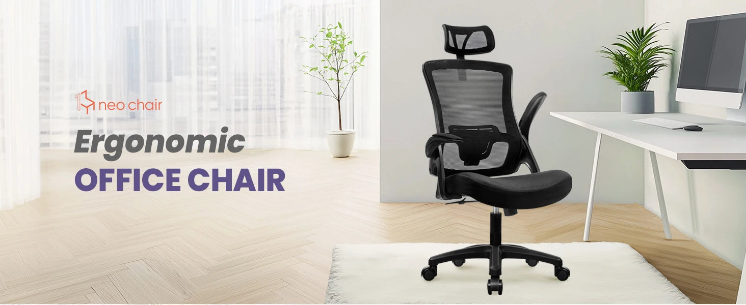 NEO CHAIR Ergonomic Adjustable Home Office Desk Chair High Back Computer Gaming Mesh Chair Comfy Task Adjustable Arms Lumbar