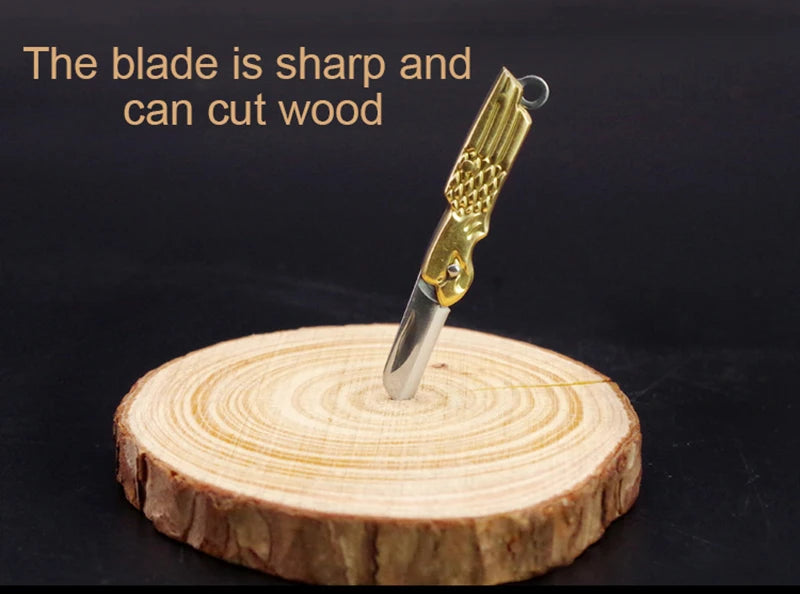 Mini Brass Folding Knife Keychain - EDC Survival Cutter