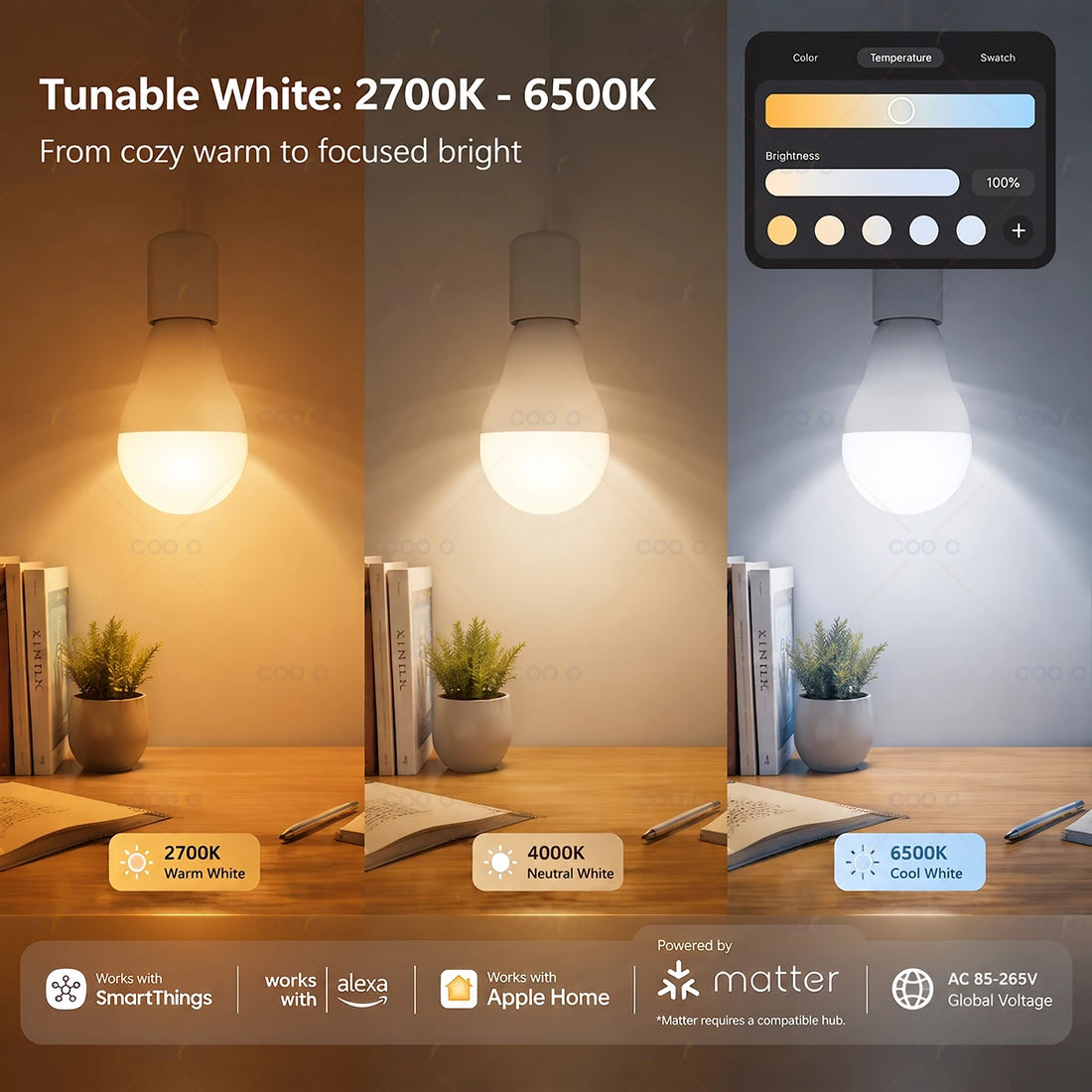 Matter WiFi E27 Smart LED Light Bulbs Dimmable RGB+2700K-6500K Lamp Work With Ewelink Apple Home Alexa Google Home Yandex Alice