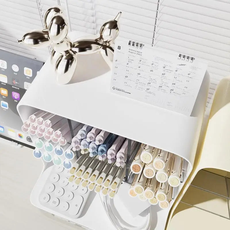Inclined Pen Holder Student Writing Desk Stationery Storage Box Large Capacity Office Desktop Sundries Rack