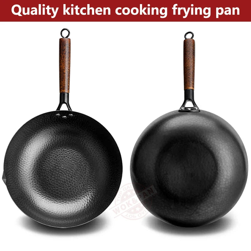 32cm Carbon Steel Wok Pan with Wooden Lid – All Stoves