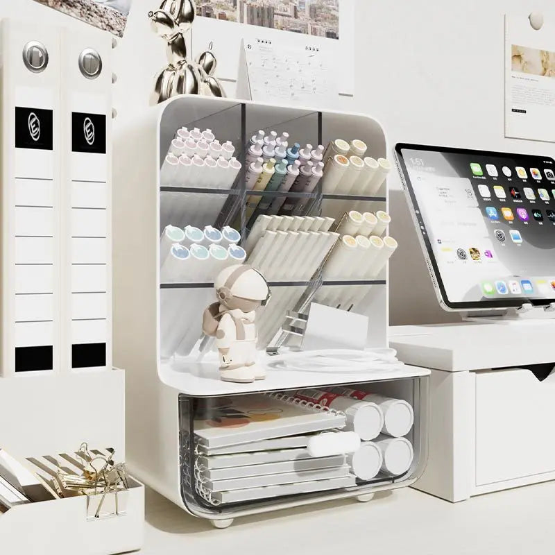 Inclined Pen Holder Student Writing Desk Stationery Storage Box Large Capacity Office Desktop Sundries Rack