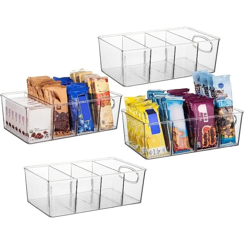 Clear Acrylic Refrigerator Organizer Bin with Removable Dividers