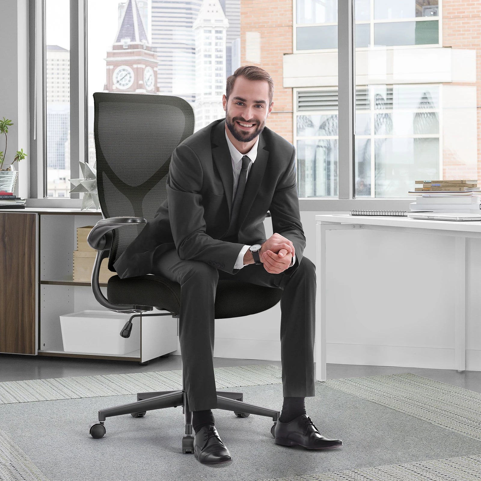 Ergonomic Mesh Office Chair with Flip-Up Arms