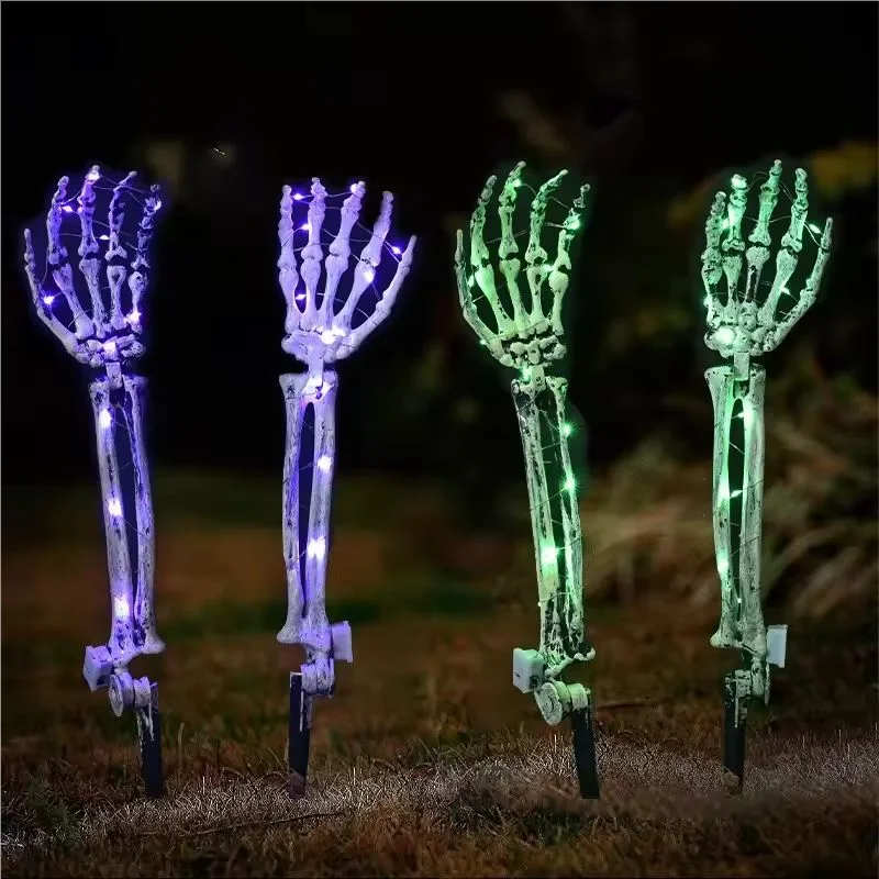 2PC Halloween Solar Garden Lights Outdoor Waterproof Ghost Hand LED Stake Lights Horror Atmosphere Decoration Lamp  For Festival