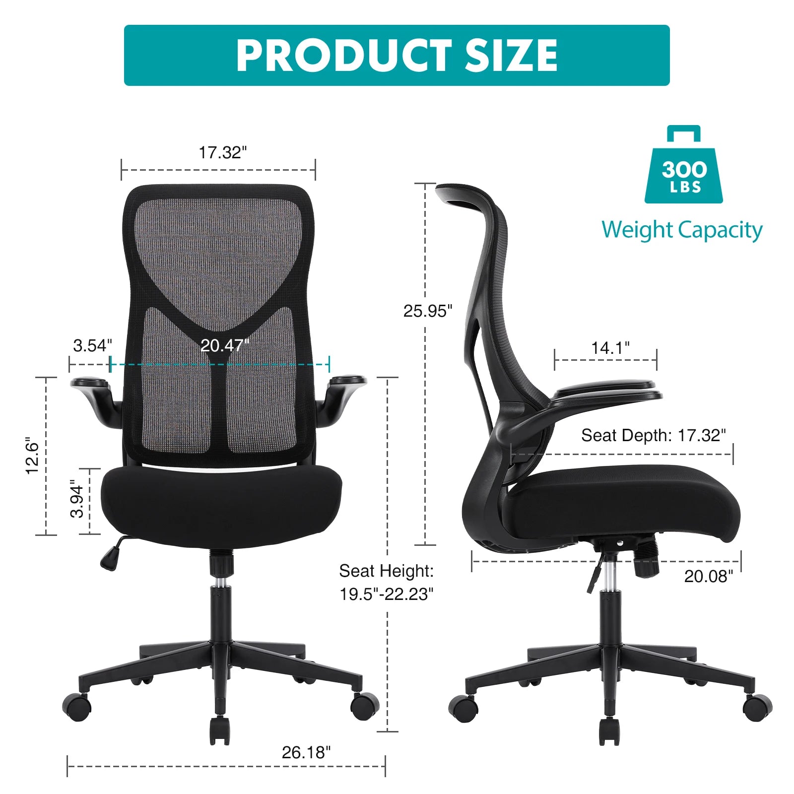 Ergonomic Mesh Office Chair with Flip-Up Arms