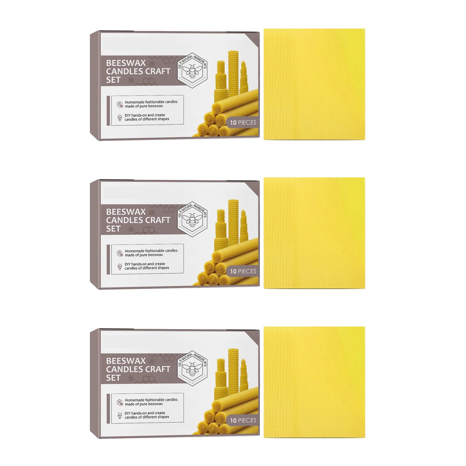 10pcs Natural Beeswax Candles – Handmade Luxury Wedding