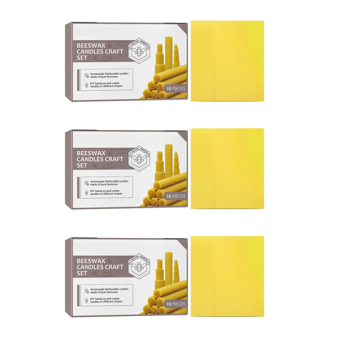 10pcs Natural Beeswax Candles – Handmade Luxury Wedding