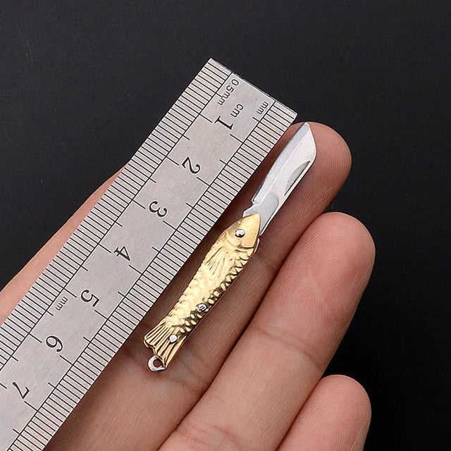 Mini Brass Folding Knife Keychain - EDC Survival Cutter