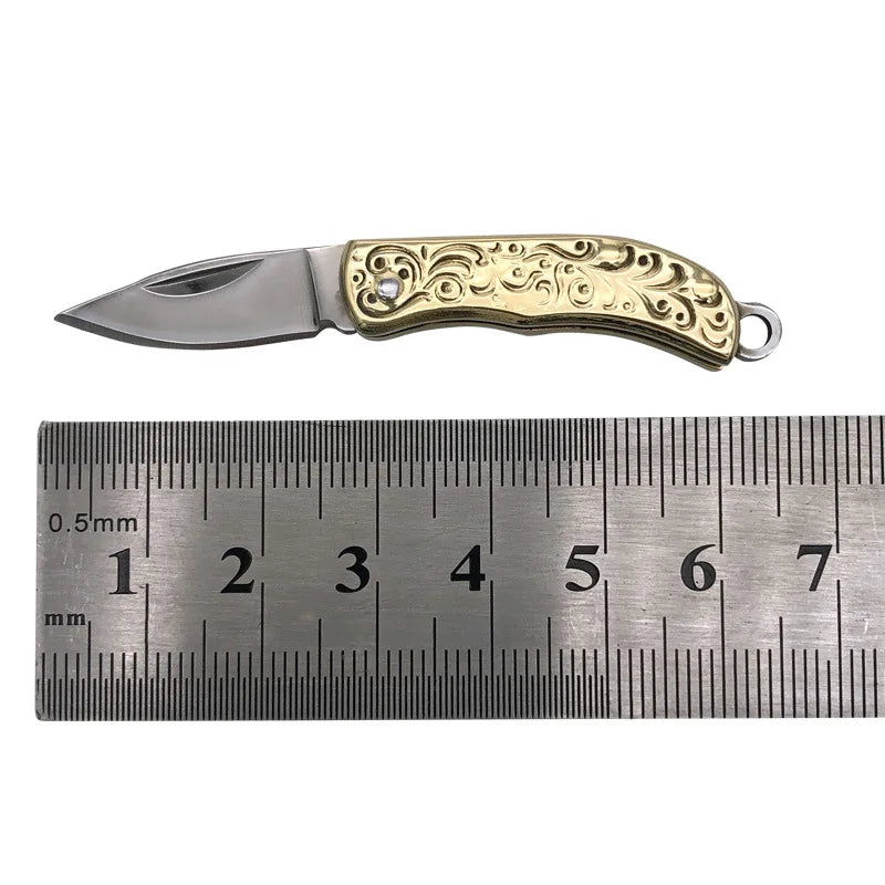 Mini Brass Folding Knife Keychain - EDC Survival Cutter