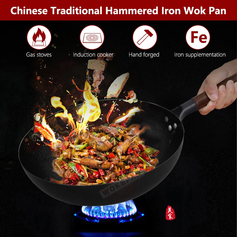 32cm Carbon Steel Wok Pan with Wooden Lid – All Stoves