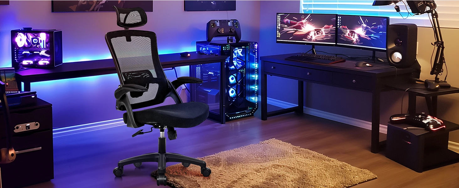 NEO CHAIR Ergonomic Adjustable Home Office Desk Chair High Back Computer Gaming Mesh Chair Comfy Task Adjustable Arms Lumbar