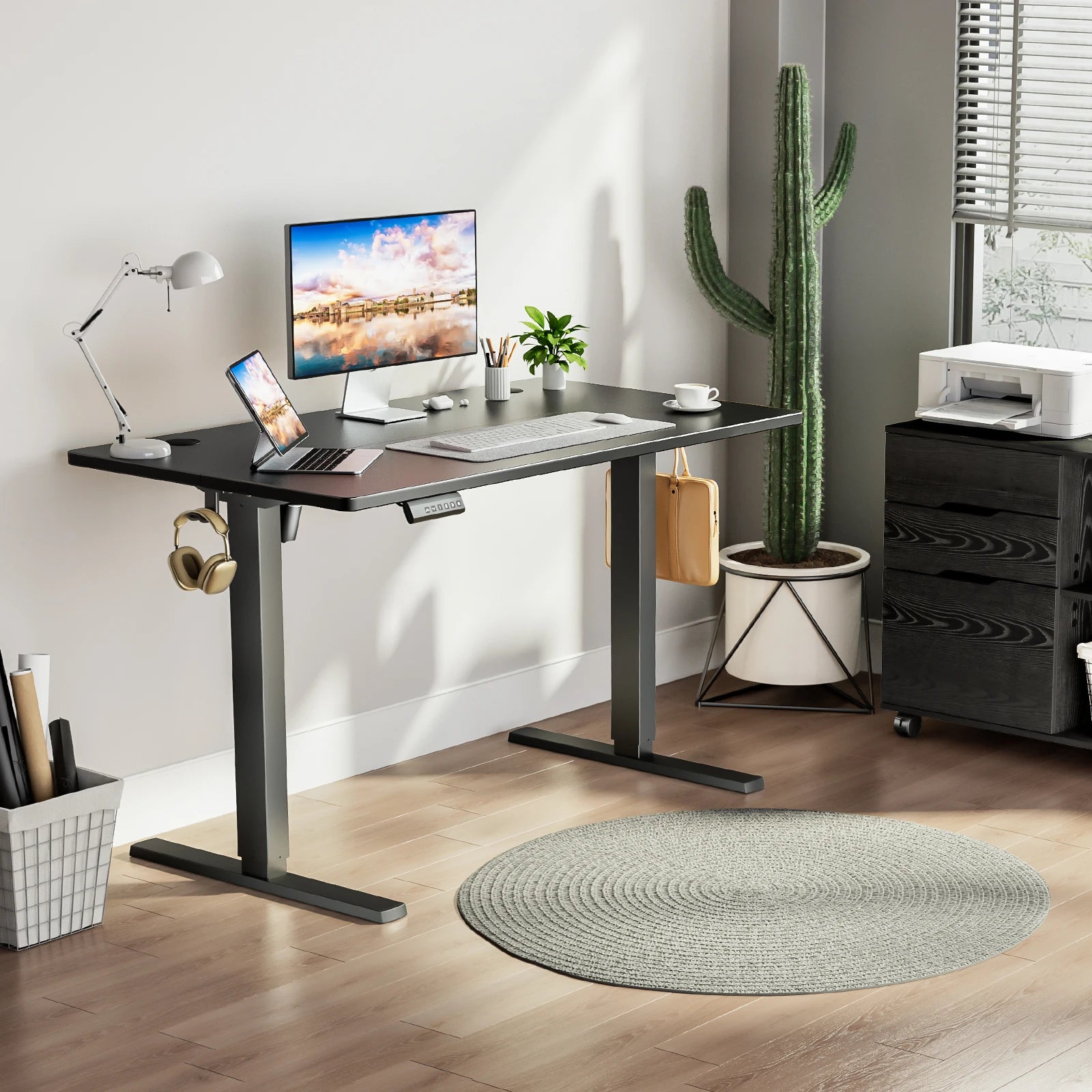 40-Inch Oak Electric Standing Desk for Home Office