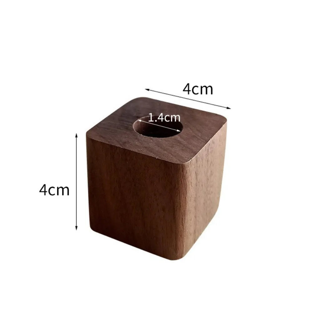 New Walnut Wood Pen Holder Square Space saving Pen Hole Multifunctional Portable Pencil Stand for Desk Stationery Storage
