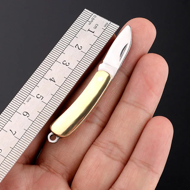 Mini Brass Folding Knife Keychain - EDC Survival Cutter