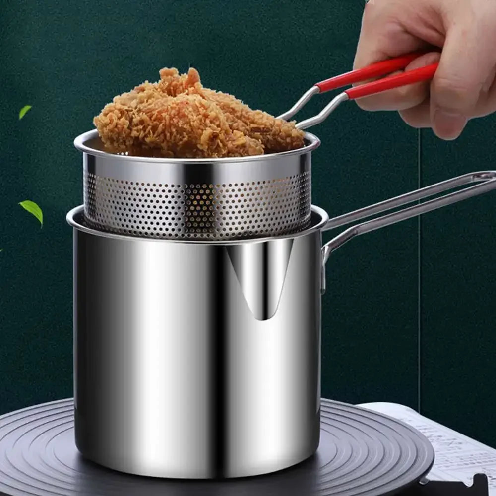 Stainless Steel Deep Fryer Pan with Strainer for Chicken