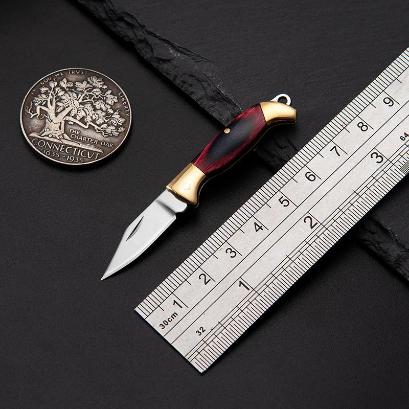 Mini Brass Folding Knife Keychain - EDC Survival Cutter