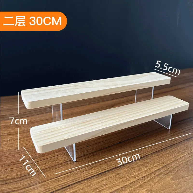 2-5 Layer Sturdy Wooden Acrylic Storage Rack for Blind Box Toys, Perfume Display Stand, Desktop Storage Shelf for Cosmetics