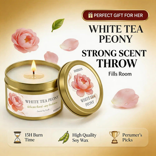 White Tea & Peony Candle – 3oz Soothing Gift for Women