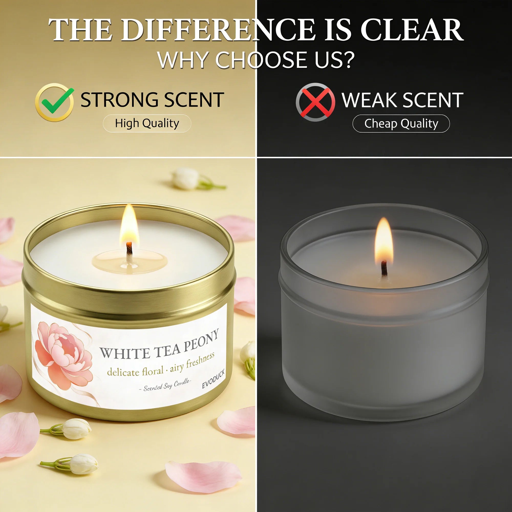 White Tea & Peony Candle – 3oz Soothing Gift for Women