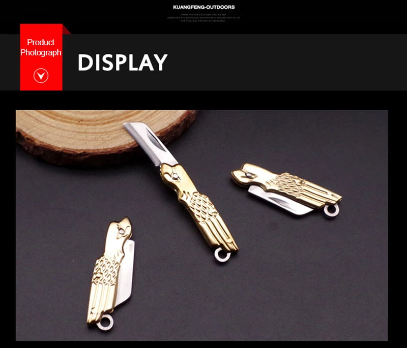 Mini Brass Folding Knife Keychain - EDC Survival Cutter