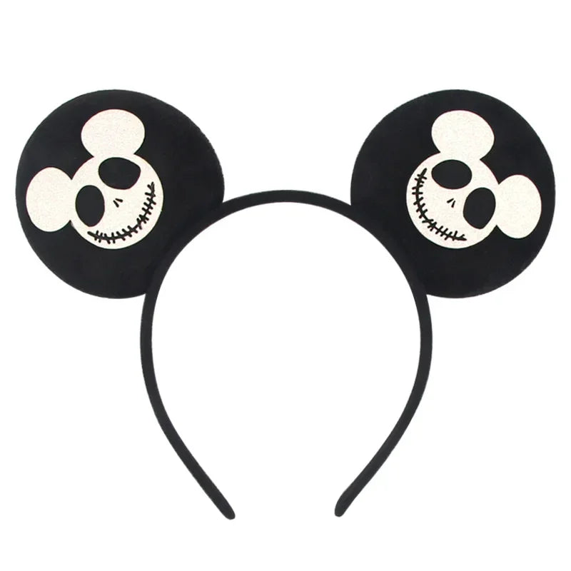 Disney Witch Bat Skeleton Ear Headband For Adults Kids Cosplay Halloween Hairband Women Girls Ghost Bows Party Hair Accessories