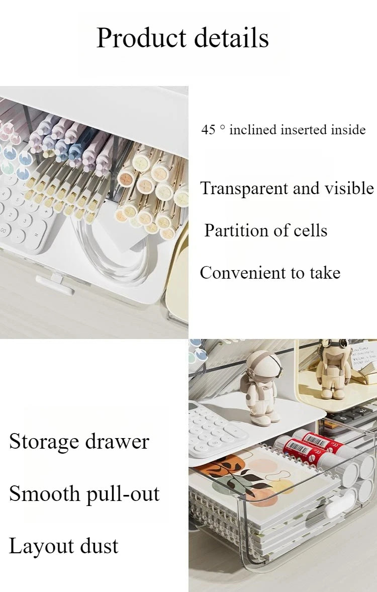 Inclined Pen Holder Student Writing Desk Stationery Storage Box Large Capacity Office Desktop Sundries Rack