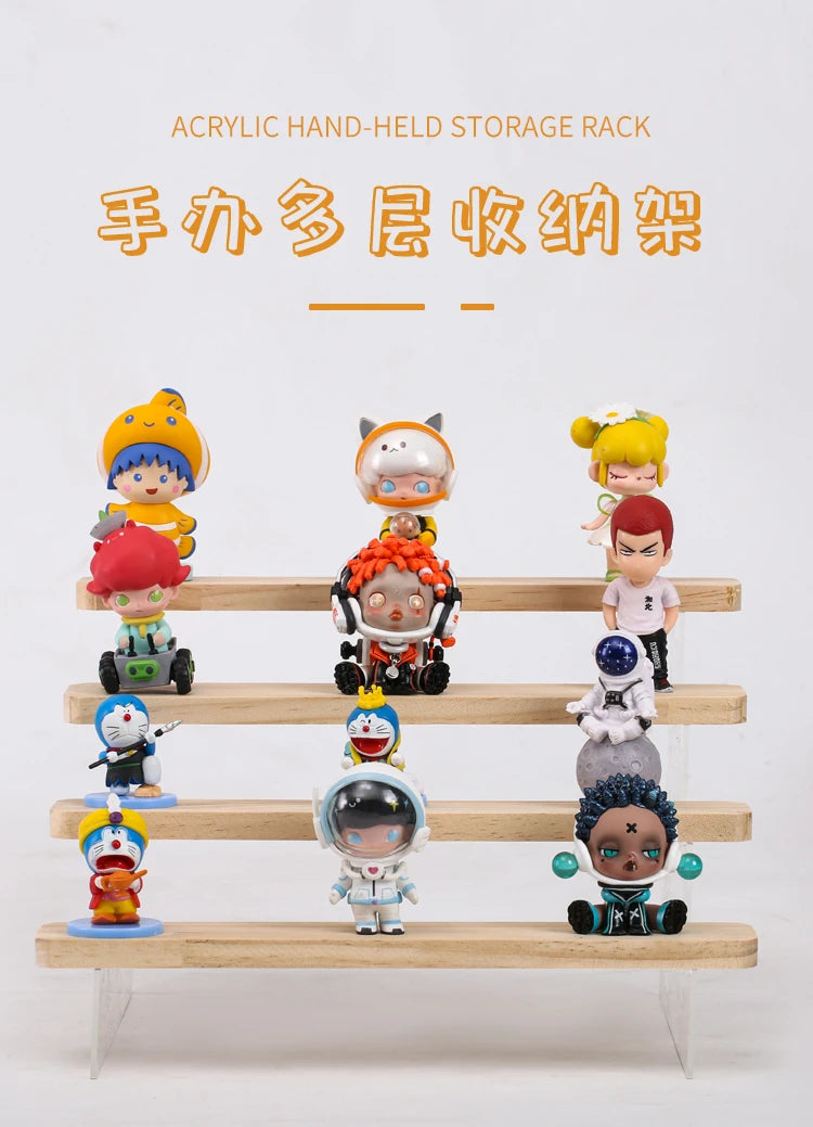 2-5 Layer Sturdy Wooden Acrylic Storage Rack for Blind Box Toys, Perfume Display Stand, Desktop Storage Shelf for Cosmetics