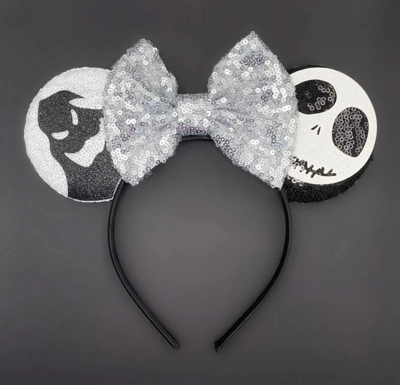 Disney Witch Bat Skeleton Ear Headband For Adults Kids Cosplay Halloween Hairband Women Girls Ghost Bows Party Hair Accessories