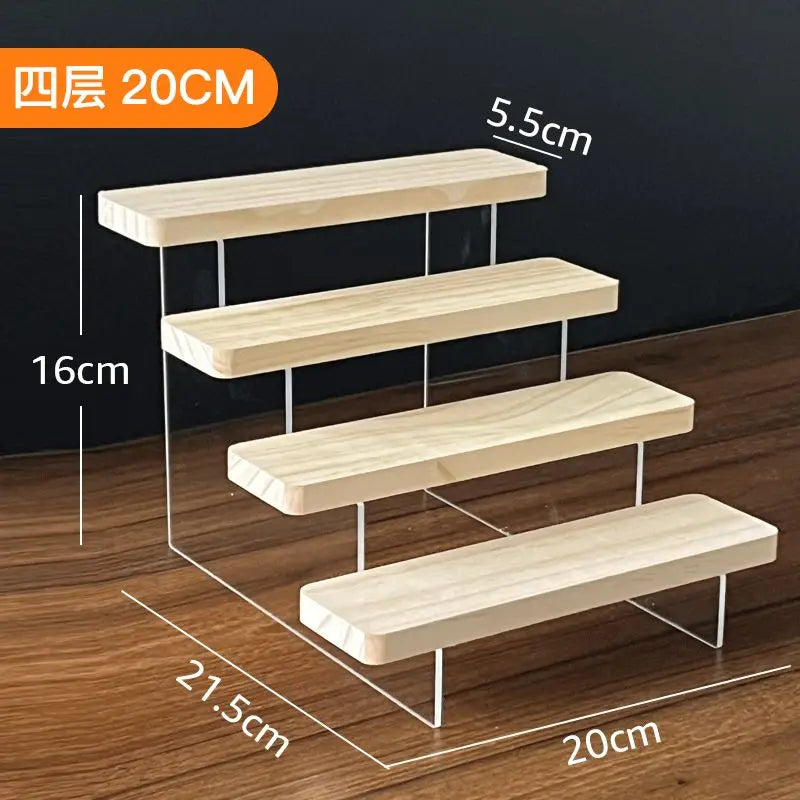 2-5 Layer Sturdy Wooden Acrylic Storage Rack for Blind Box Toys, Perfume Display Stand, Desktop Storage Shelf for Cosmetics