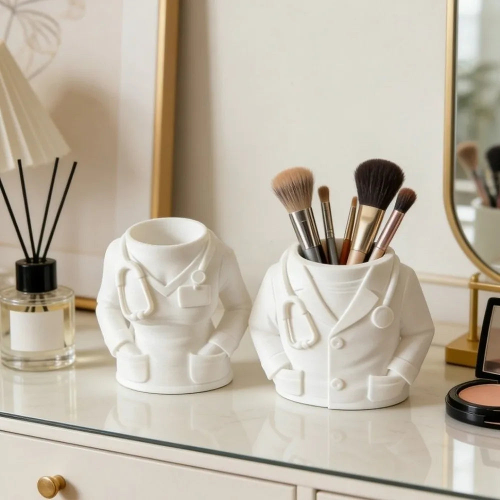 Creative Doctor and Nurse Figure Pen Holder Durable Multifunctional White Coat-Shaped Pen Holder 3D Printing Chic