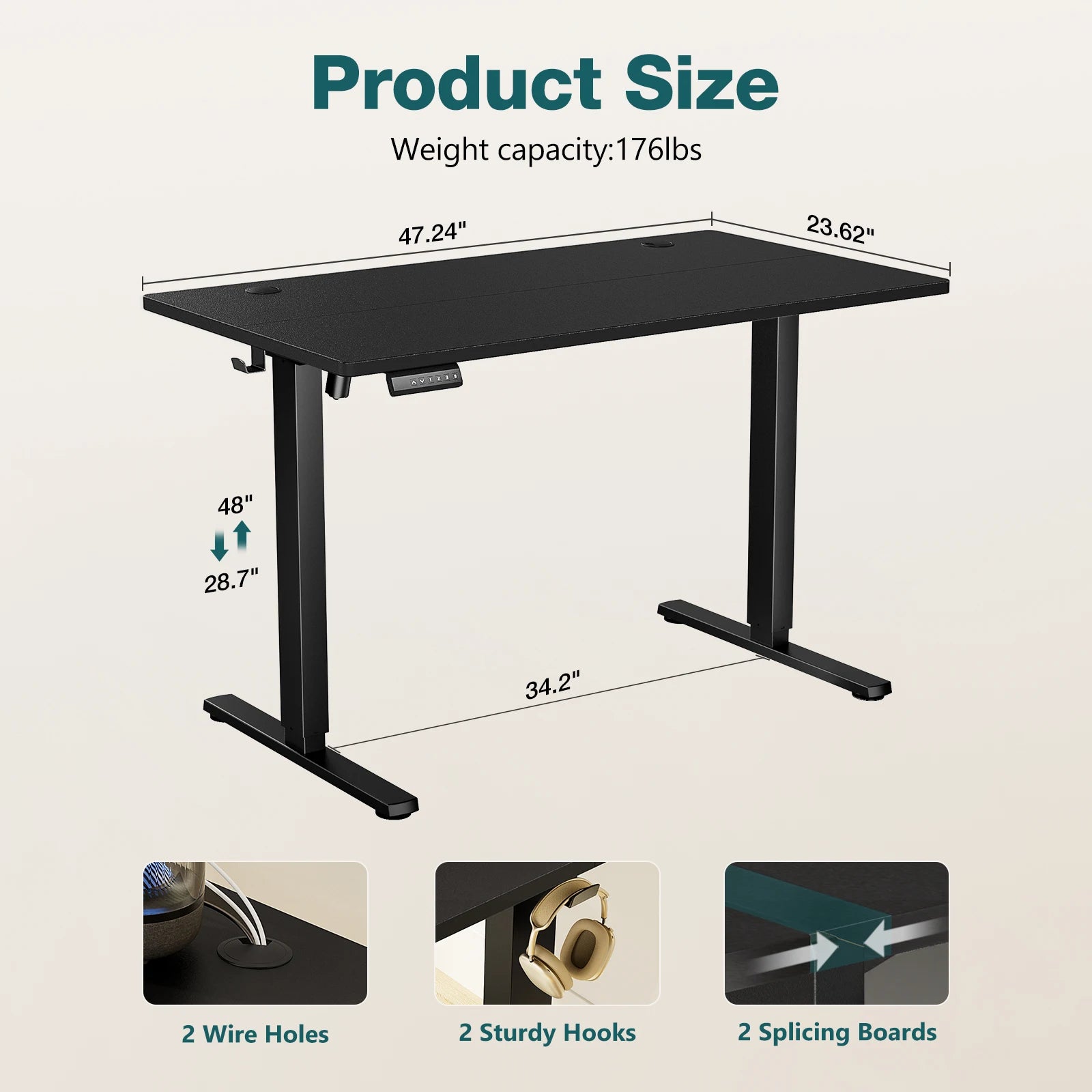 JHK Electric Adjustable Height Standing Computer Desk Ergonomic Sit Stand Up Down Computer Table Workstation For Home Office