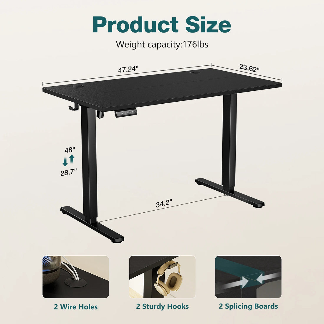JHK Electric Adjustable Height Standing Computer Desk Ergonomic Sit Stand Up Down Computer Table Workstation For Home Office