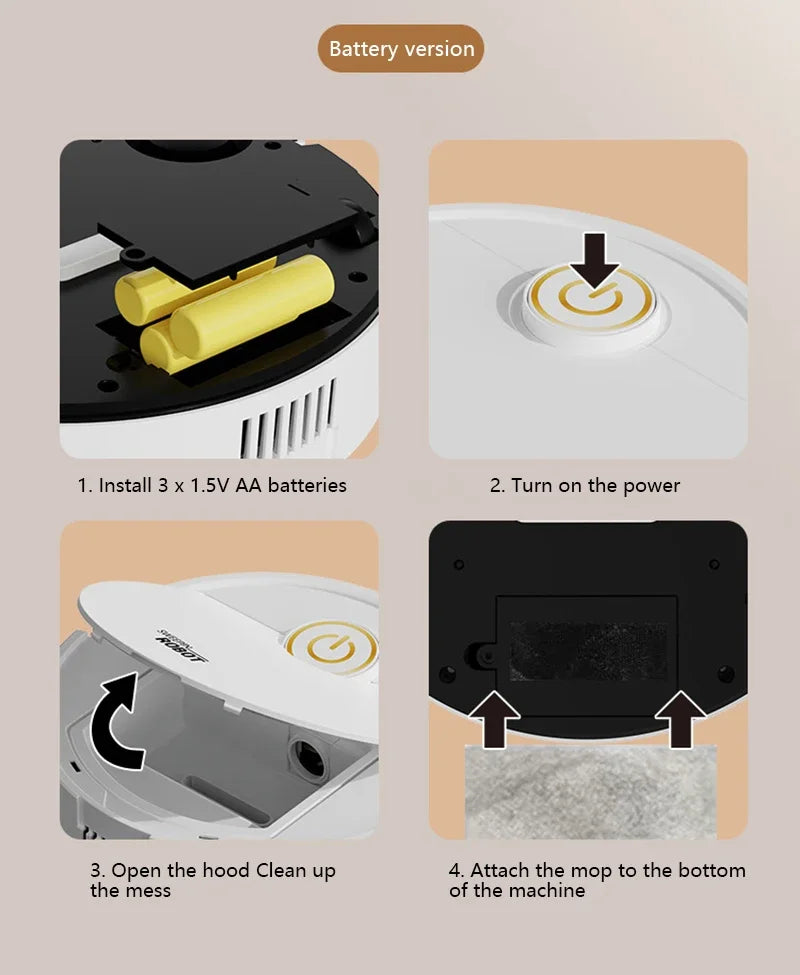 3-in-1 Smart Robot Vacuum Mop USB Rechargeable