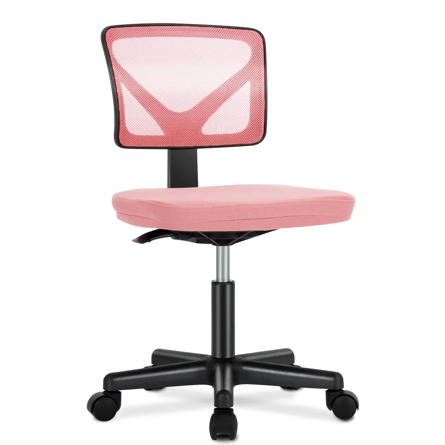 Armless Mesh Office Chair with Lumbar Support & Wheels