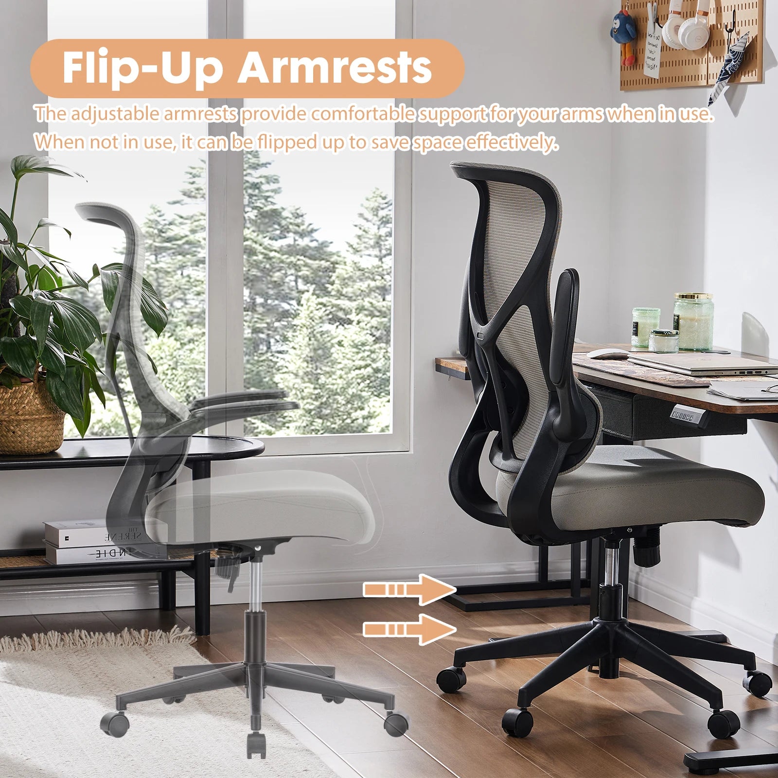 Ergonomic Mesh Office Chair with Flip-Up Arms